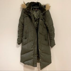 Miss Sixty Green Long Down Feather Puffy Coat